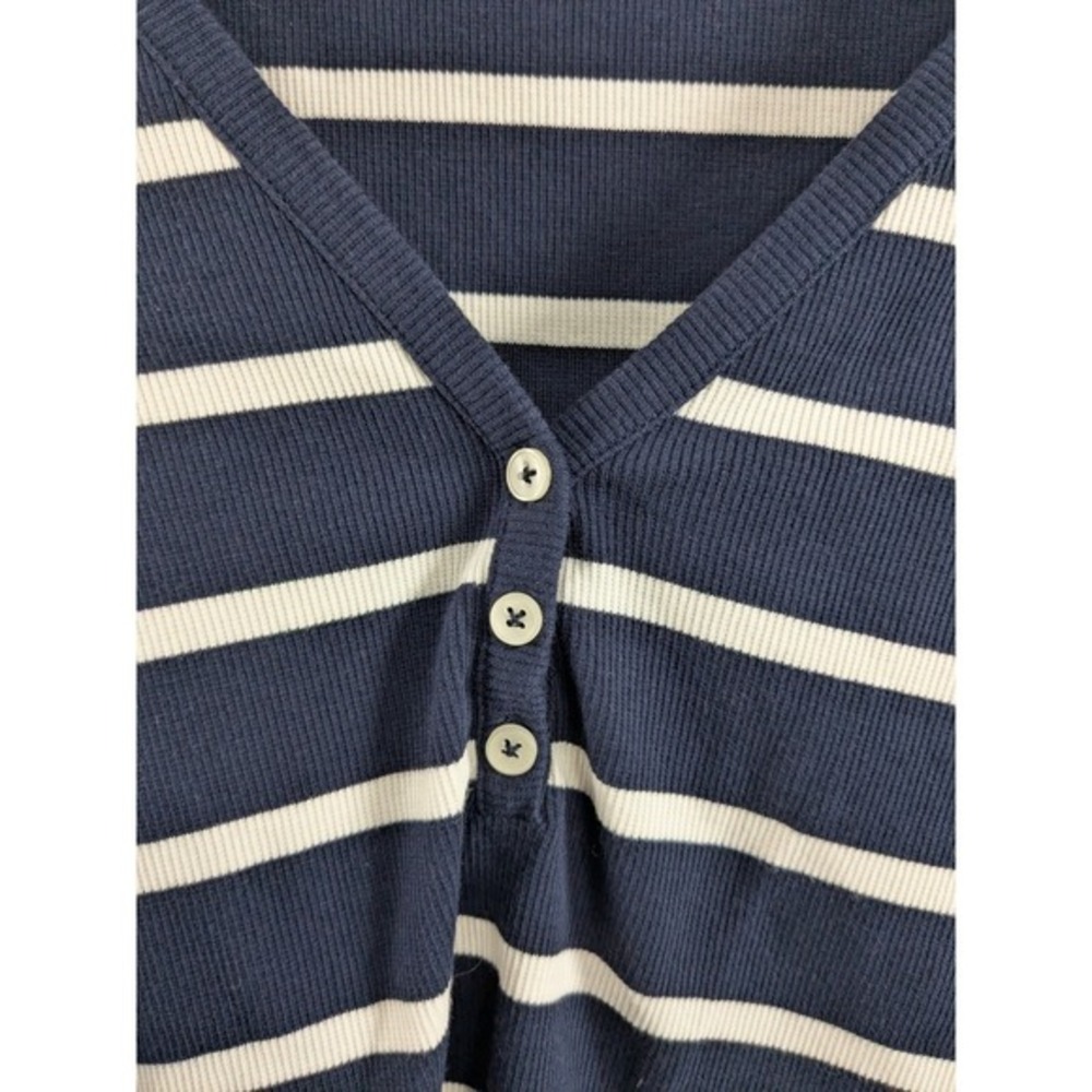Boden Womens Stripe Ribbed Henley Shirts Bundle of 2 sz 8 Blue Longsleeve Cotton - Picture 3 of 12
